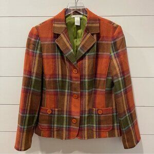 Field Gear Plaid Wool Blend Blazer Womens Size Medium